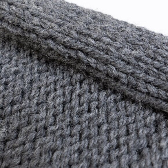 Wings + Horns Chunky Wool Sweater Peruvian Knit Warm Heavy Cozy Gray - Picture 6 of 11